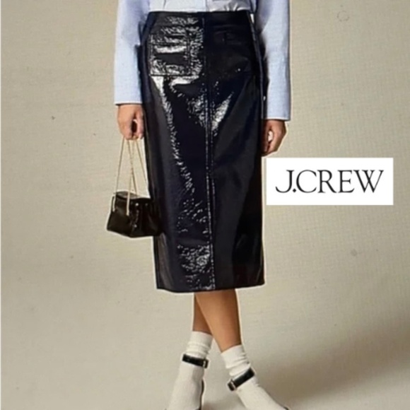J. Crew Dresses & Skirts - J.Crew Navy Faux patent No.3 Pencil skirt, 14  GP1507